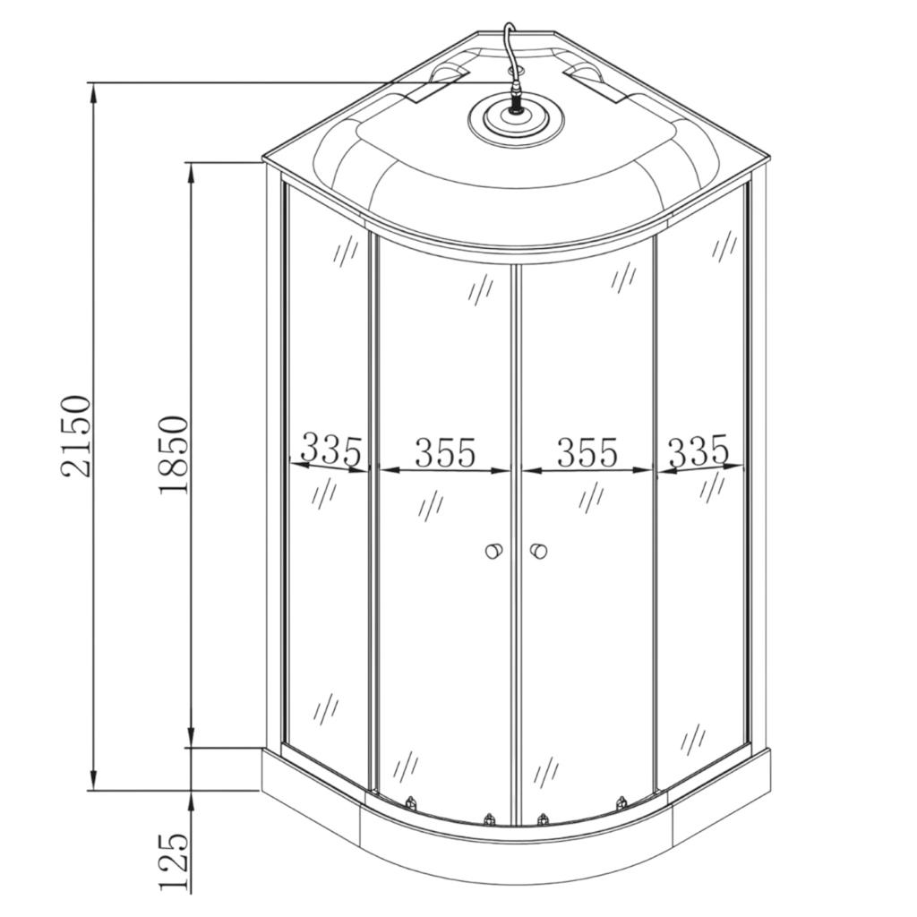 Душові бокси MIXXUS STRONG SB02-90x90x215-GR SATIN Душовий бокс 90*90мм. (низький піддон) (MI6887)