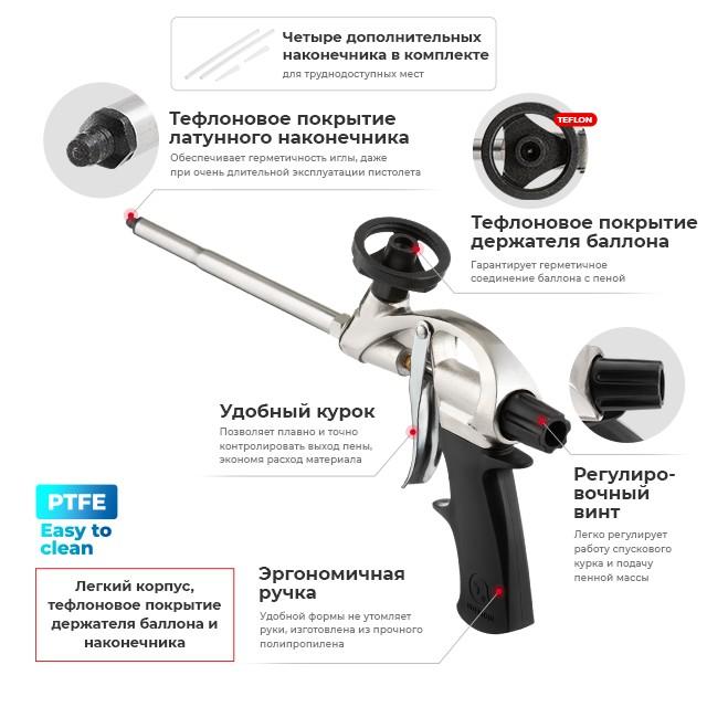 Пистолеты для монтажной пены INTERTOOL Пистолет для монтажной пены PT-0604