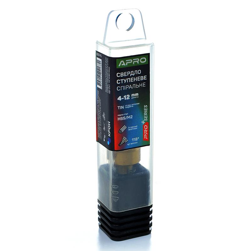 Ступенчатые свёрла APRO PRO SERIES Сверло ступенчатое HSS/M2 Ø4-12мм. 830745