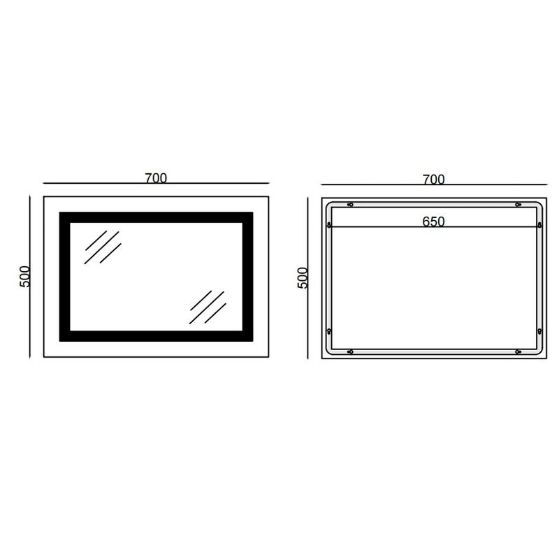 Зеркала с подсветкой MIXXUS Light MR01-70x50 Дзеркало (LED Touch, Anti-fog, димер, регулюванням яскравості, годинник) (MI6000)
