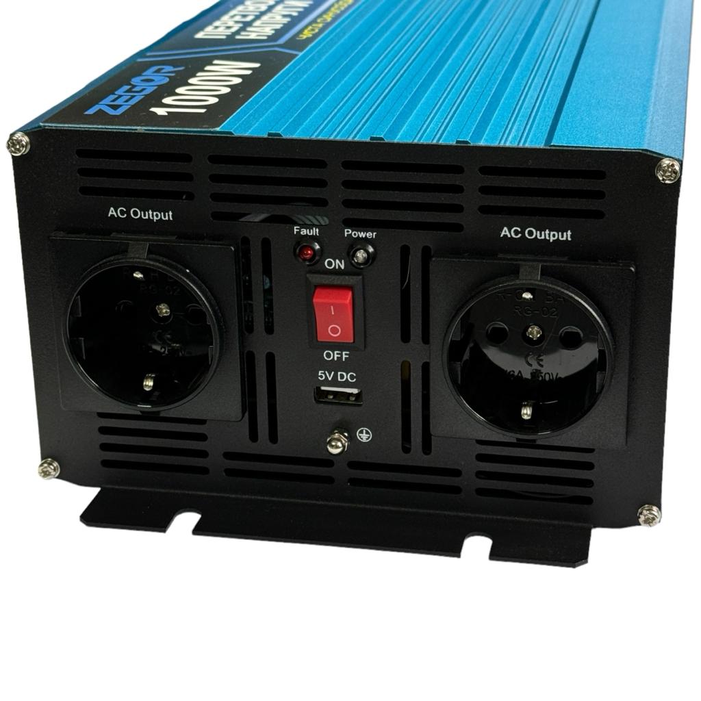 Перетворювачі напруги ZEGOR Інвертор-перетворювач напруги 1000W 12/220V (чиста синусоіда) DPR-1000