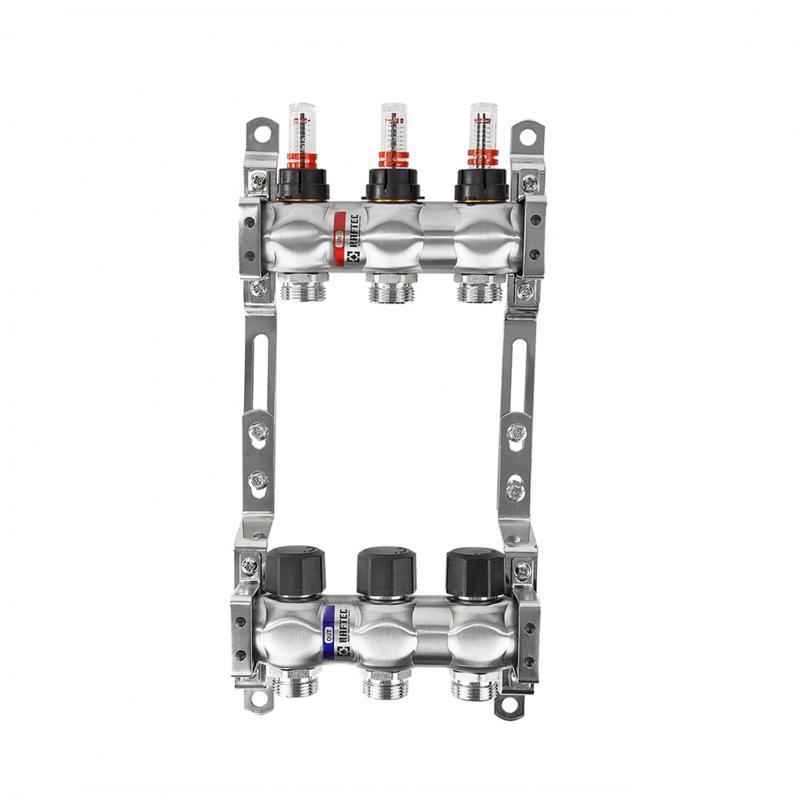 Коллекторы из нержавеющей стали INOX Raftec Коллектор с расходомерами без евроконусов  1х 3 выхода RC03-03