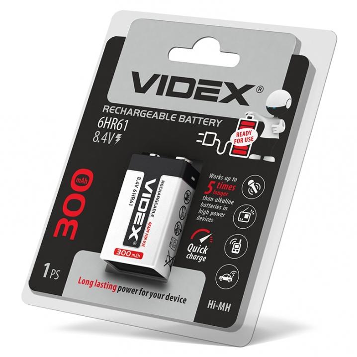 Батарейки аккумуляторные VIDEX Аккумулятор КРОНА 8,4V 300mA 6HR61