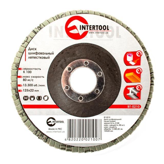 Диски пелюсткові INTERTOOL Диск шліфувальний пелюстковий торцевий Ø125мм. К100 BT-0210