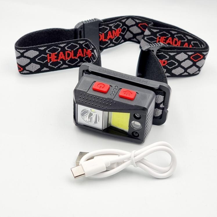 Ліхтарі налобні X-Balog Ліхтар налобний з датчиком руху, Type-C (white/red) SL09-1L2+COB+LED
