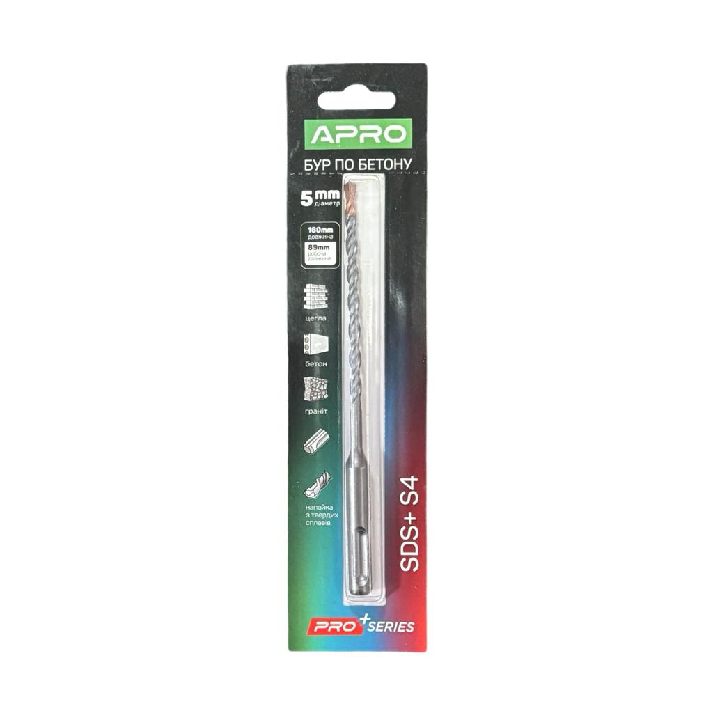 Бури APRO PRO SERIES Бур по бетону SDS PLUS HQ S4 Ø5x160мм 815141