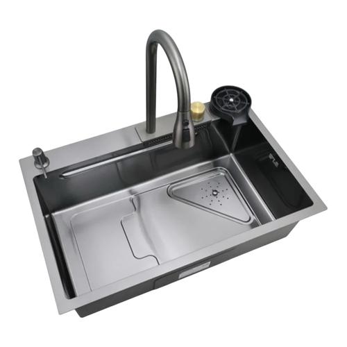 MIXXUS Premium MH7246-SET-01 NANO-BLACK Кухонна мийка багатофункціональна 720*460*220мм. (з PVD  покриттям)