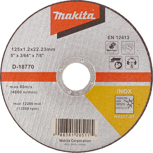 Makita Диск відрізний по металу 125*1*22,2 (по нерж.сталі) D-18770