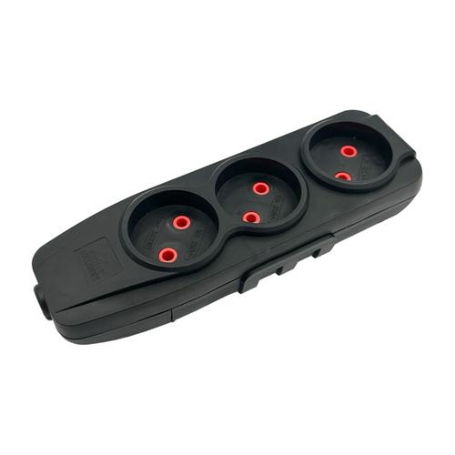 RightHausen KRIS Колодка для удлинителя 16A IP20 3-я б/з (черная) HN-082032