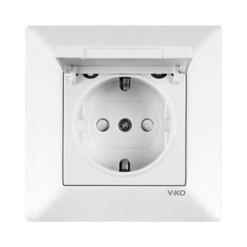 VIKO MERIDIAN Розетка внутренняя 1-я с/з с крышкой (белая) 90970012-WH