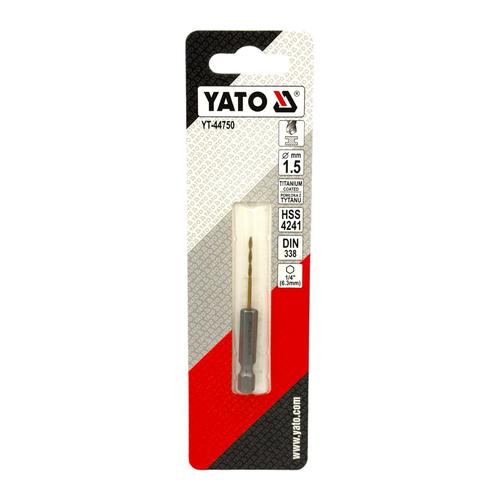 YATO Свердло по металу титанове HSS-TIN, Ø1,5мм., L=63мм., HEX-1/4 YT-44750