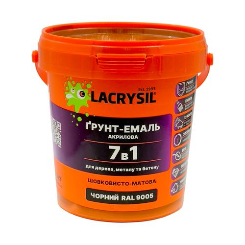 LACRYSIL Грунт-емаль акрилова для дерева, металу та бетону 7в1 0,9кг. RAL9005 (ЧОРНА)