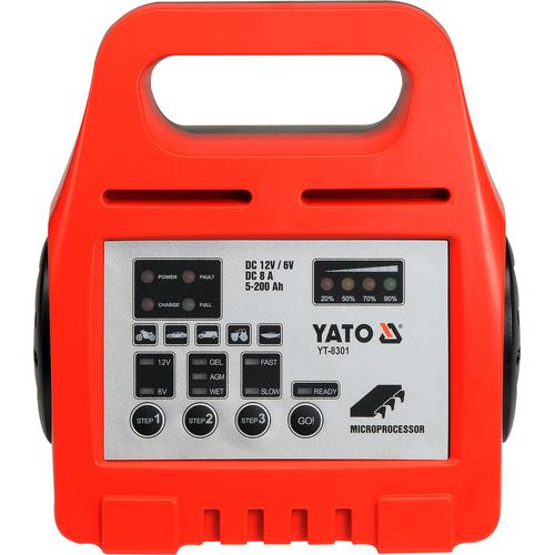 YATO Зарядний пристрій 6-12V, 8A, 5-200Ah YT-8301