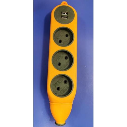 Колодка для подовжувача 3+3гнізда+2*USB б/з (помаранчова)