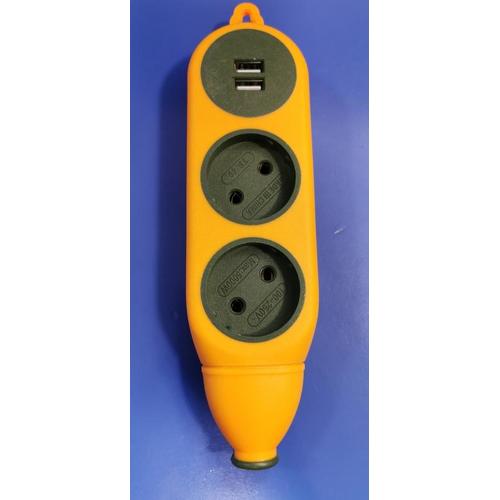 Колодка для подовжувача 2+2гнізда+2*USB б/з (помаранчова)