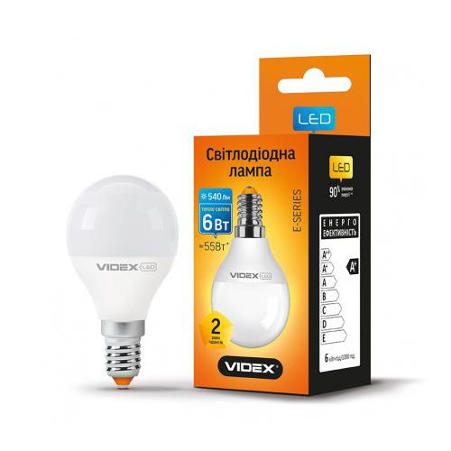 VIDEX LED-лампа куля 6W 4100K E14 G45e-06144