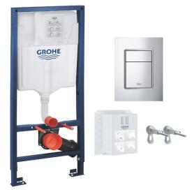 GROHE RAPID SL 3в1 комплект для подвесного унитаза (бачок, крепление, кнопка хром - двойной. слив 37535000) 39501000