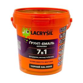 LACRYSIL Грунт-емаль акрилова для дерева, металу та бетону 7в1 0,9кг. RAL9005 (ЧОРНА)