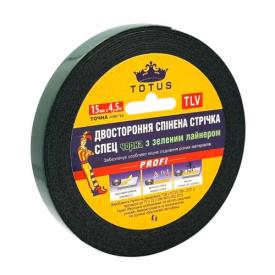 TOTUS Двостороння клейка стрічка СПЕЦ 15мм*1мм.*4,5м (чорна)