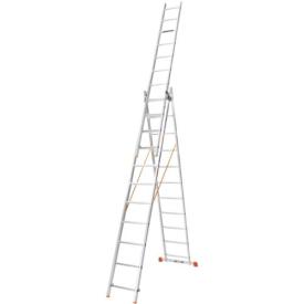BLUETOOLS Лестница алюминиевая 3-х секционная (3х11 ступеней) 7,56м. 160-9008