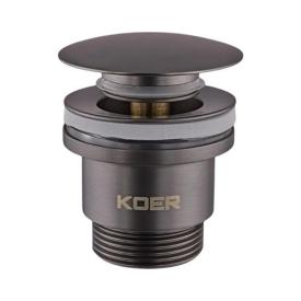 KOER PW-01-07 Донний клапан для раковини універсальний (з/без переливу)  автоматичний Click-Clack 1 1/4'' ГРАФІТ (KR3404)