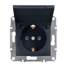 Schneider ASFORA Механізм розетки внутр. 1-й з/з з кришкою (антрацит) EPH3100171