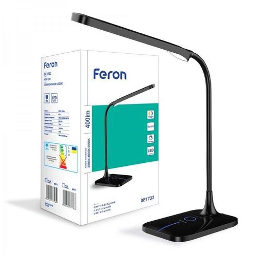 Feron Настільна LED-лампа 6W 3000-6400K 400Lm (ЧОРНА) DE1732