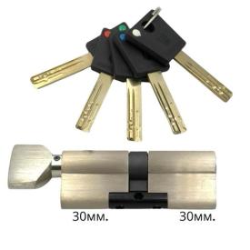 ШерЛок Циліндр ключ-тумблер 30*30 (нікель) 30X30-T-SN