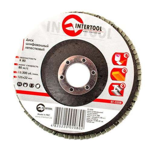INTERTOOL Диск шлифовальный лепестковый торцевой Ø125мм. К80 BT-0208