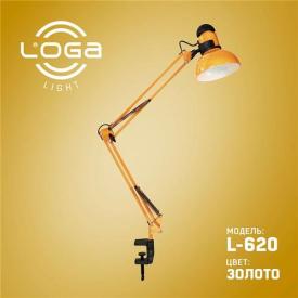 ТМ LOGA Настольная лампа (со струбц.) ЗОЛОТО L-620