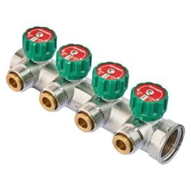KOER KR.1127-4 - 1x4 - 3/4 Ways Колектор вентильний з адаптером (євроконус-площина) (KR4948)