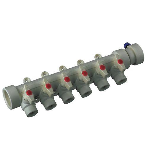 KOER K0173.PRO PPR Колектор 6-way з кульовими кранами Ø40xØ20