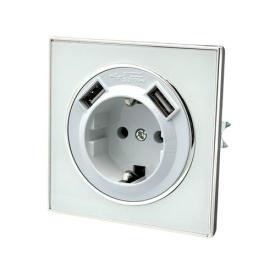 RightHausen LAURA Розетка внутр. 1-я c/з + 2 USB (белая) HN-015241