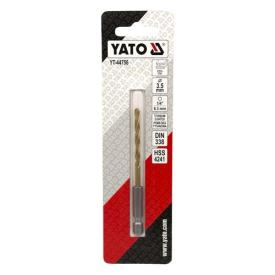 YATO Сверло по металлу титановое HSS-TIN, Ø3,5мм., L=90мм., HEX-1/4 YT-44756