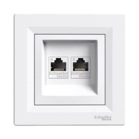 Schneider ASFORA Розетка комп. подвійна RJ45 кат. 6 UTP (біла) EPH4800121