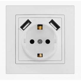 MARSHEL ELEGANT Розетка внутр. 1-я з/з (белая)+2*USB RS16-372