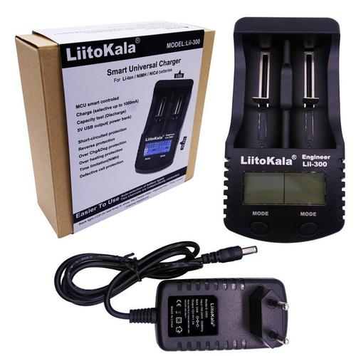 LiitoKala Зарядное устройство для аккумуляторов 2*18650, LCD дисплей Lii 300