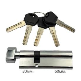 AVERS Premier Цилиндр ключ-тумблер 60*30 (хром) DM-90(60/30C)-C-CR