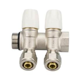 KARRO KR17021 Коллектор для теплого пола 3/4х16х2 с перекрывающим вентилем