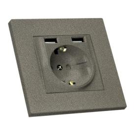 MUTLUSAN RITA Механізм розетки внутр. 1-й з/з +2* USB (графіт) 47-07-76