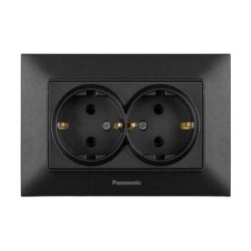 Panasonic Arkedia Slim Розетка 2-я с/з (черная) WNTC0205-2BL
