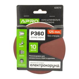 APRO Круг наждачний самоклеючий Ø125 мм., P360 (уп./10од.) 828012