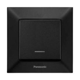 Panasonic Arkedia Slim Выключатель внутр. 1-й с подсветкой (черный) WNTC0002-2BL