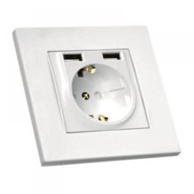 MUTLUSAN RITA Механизм розетки внутр. 1-й с/з +2* USB (белый) 47-01-23