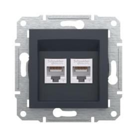 Schneider ASFORA Механізм розетки внутр. комп'ютерна, RJ45, кат.6, UTP 2-а (антрацит) EPH4800171