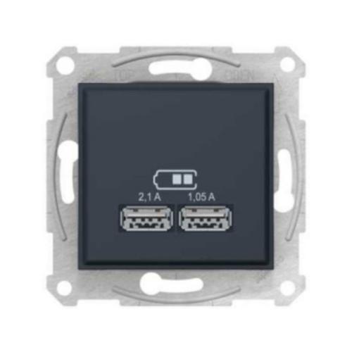 Schneider ASFORA Механізм розетки внутр. 2*USB (антрацит) EPH2700271