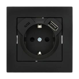Lezard VESNA Механизм розетки внутр. 1-й с/з + USB + Type C (антрацит) 742-4288-181TC
