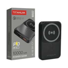 TITANUM TPB-MA02-B Power bank 10000mAh PD20W 22.5W Black (з бездротовою зарядкою)