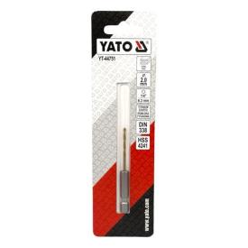 YATO Свердло по металу титанове HSS-TIN, Ø2,0мм., L=72мм., HEX-1/4 YT-44751