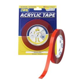HPX Стрічка двохстороння ACRYLIC TAPE 12мм.*1мм.*5м. прозора (блістер) TT1205
